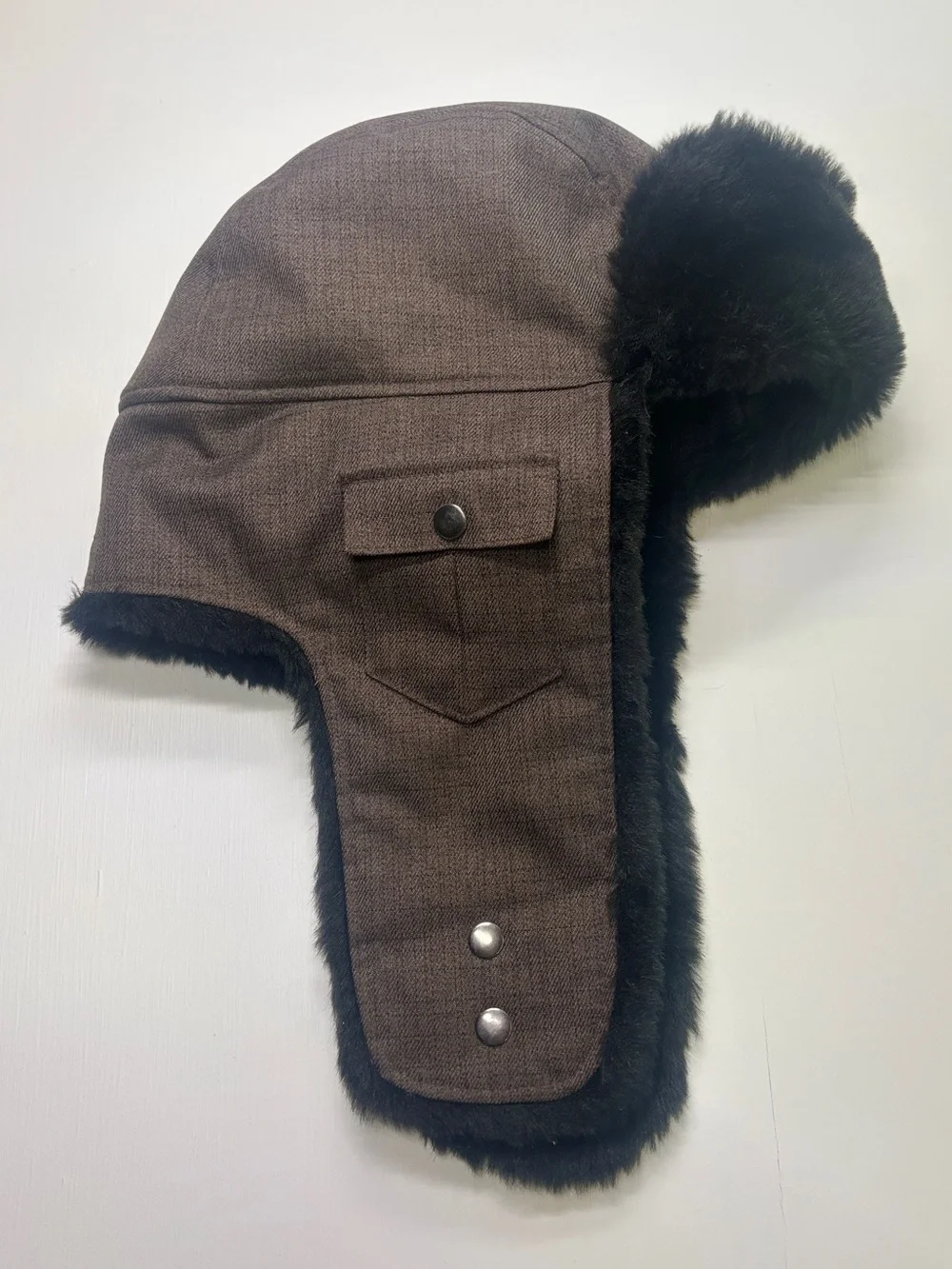 The North Face Trapper Hat Brown Insulated Faux Fur Ear Flap Winter